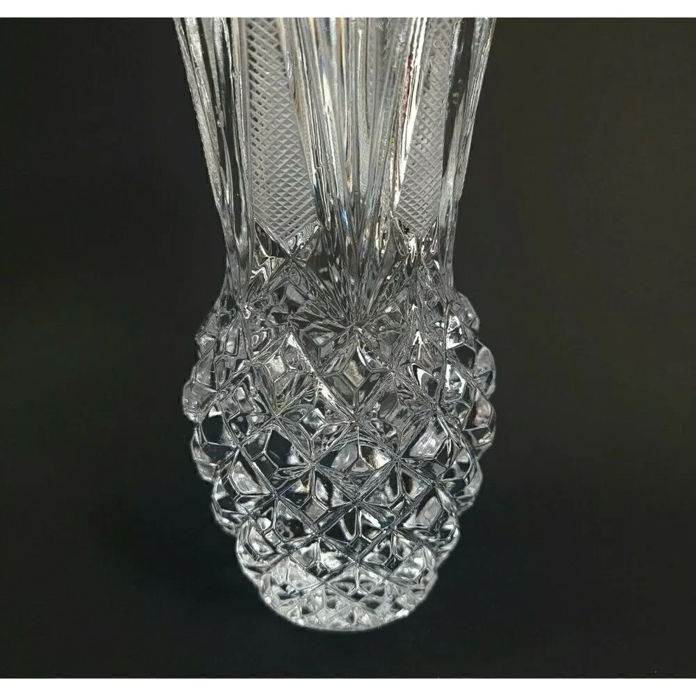 Italian Genuine Lead Crystal Diamond Pattern Vase 7.5